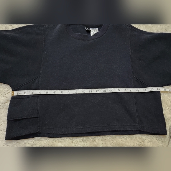 Adidas Cropped Wanderlust Thick Short Sleeve Black Shirt Sz Small Side Pocket - Picture 6 of 13